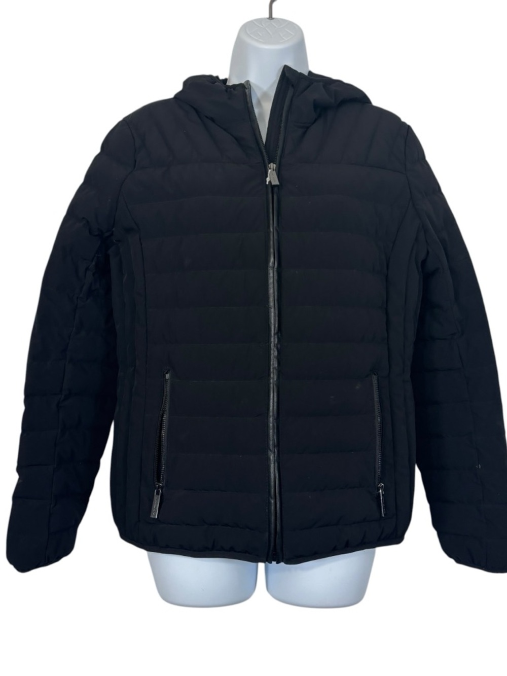 Michael Kors Packable Down Puffer Jacket Black Hooded Zip Coat Women’s M